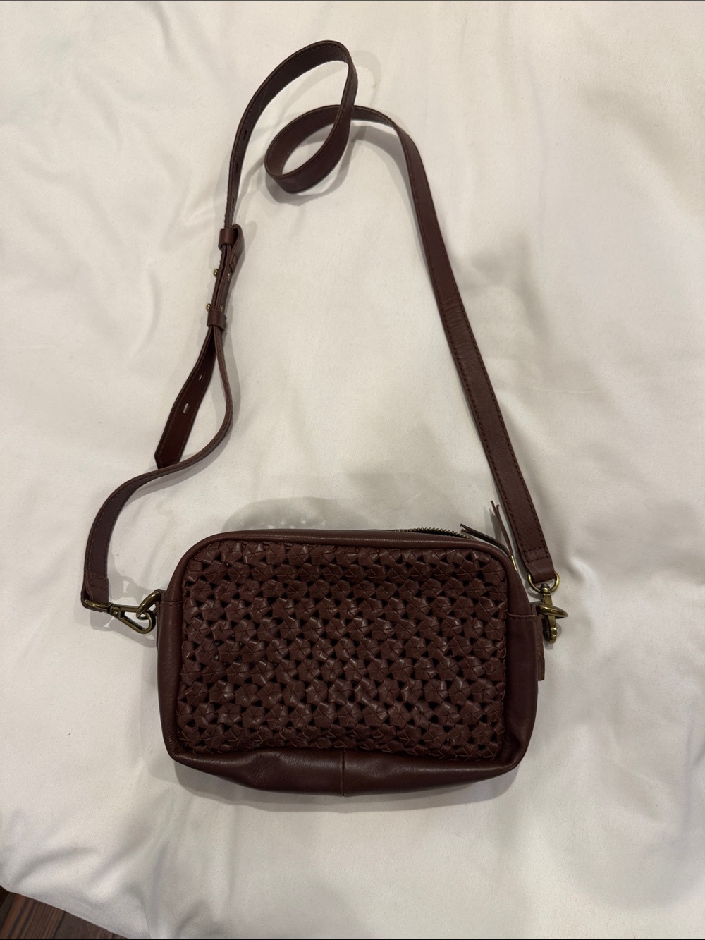 Madewell Brown Woven Leather Crossbody Bag
